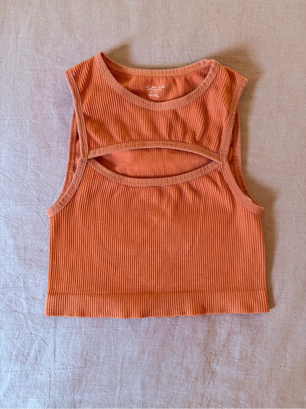 Out From Under by Urban Outfitters Ribbed Cutout Crop Tank in Coral - XS